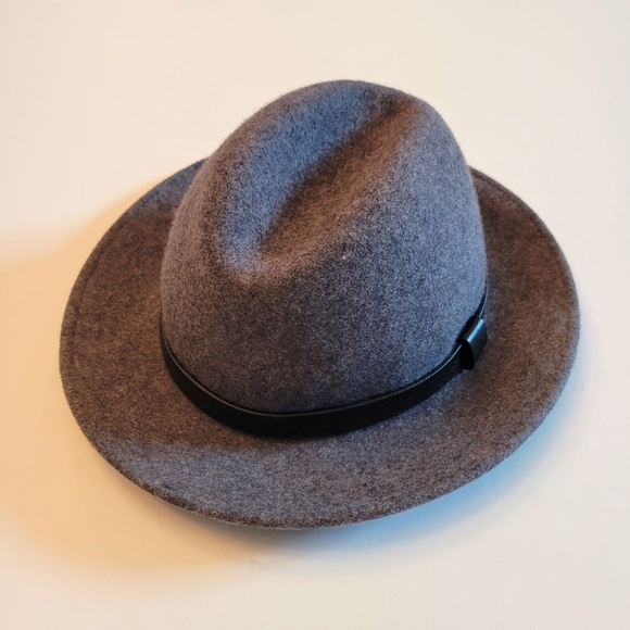 J. Crew Wool Felt Panama Hat Fedora With Black Leather Band